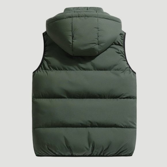 Army Green Mens Puffer Vest - Picture 2 of 4